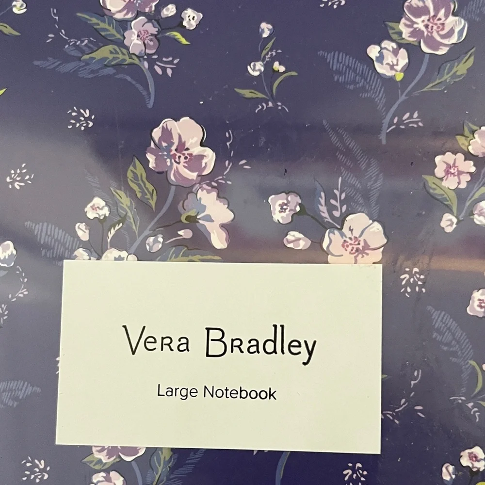 Vera Bradley LG Wild Roses Purple & Pink Floral Spiral Notebook Interior Pocket